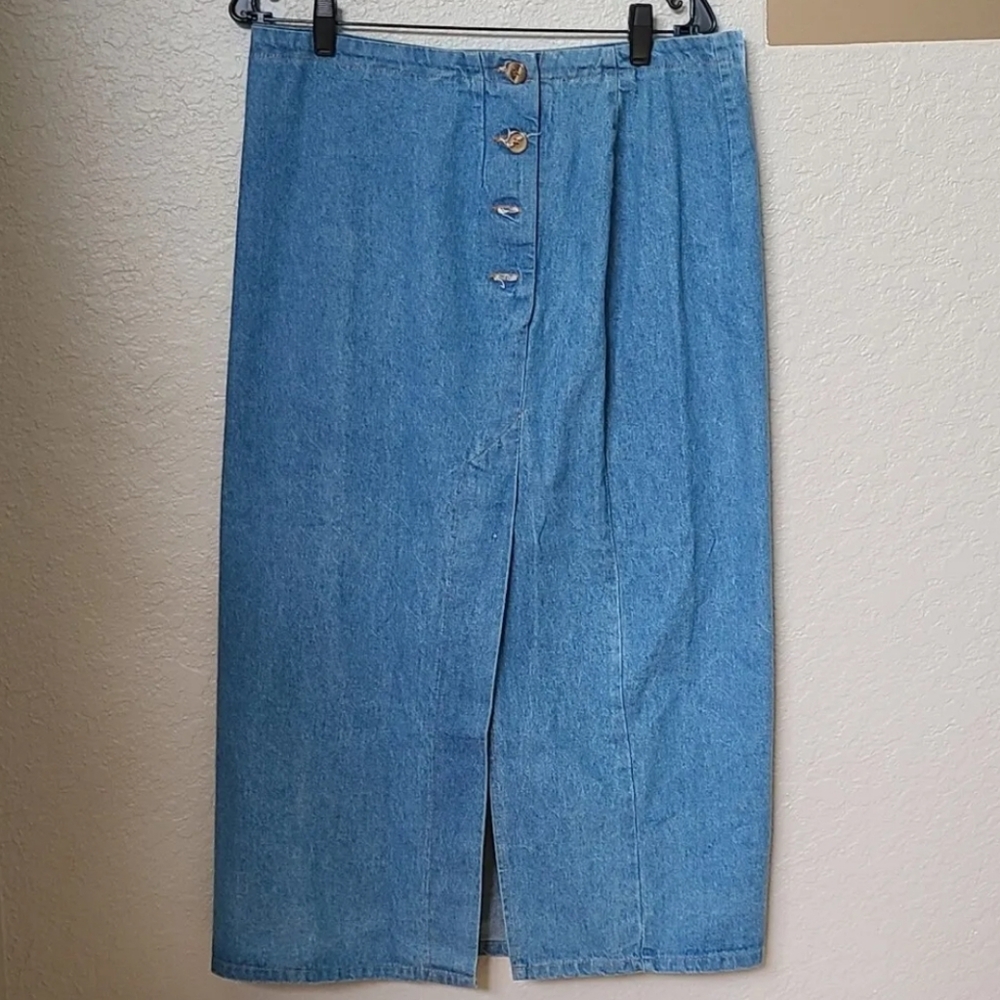 Vtg Vivaldi Jeanswear Long Denim Maxi Skirt Women's Sz 16